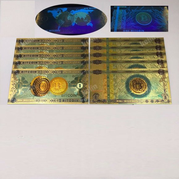 ONE Bitcoin Gold Banknote BTC Cards Souvenir Collection - Picture 5 of 5